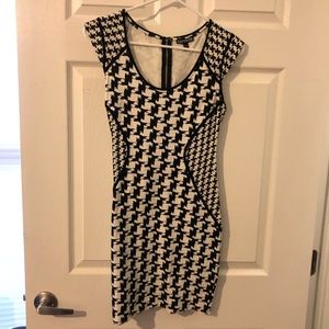 Women Black and white mini dress large print design